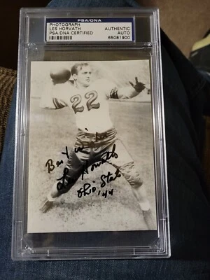 les horvath Heisman Ohio State Autographed 3.5x5 Photo Psa/dna Certified - Image 1 of 3