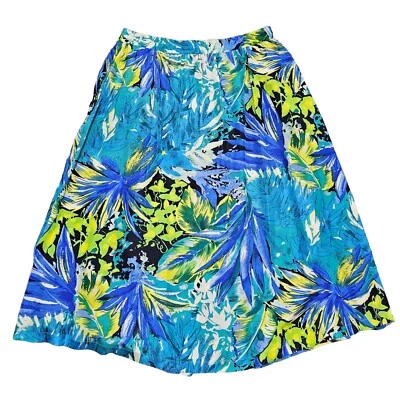 Falda Midi Melrose Opciones De Colección Para Mujer S 100% Seda Tropical Floral Botón Pull On Foto 1 de 4