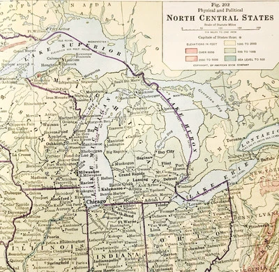 1920 United States Map North Central USA Centerfold Vintage USA Dakotas DWQ6 - Image 1 of 2