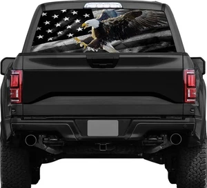 Heckscheibenaufkleber für LKW, amerikanische Flagge LKW Heckfenster Aufkleber, schwarz Am... - Bild 1 von 6