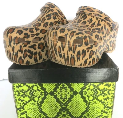 MUJER CAPA ROBBIN JARDINERO GUEPARDO ANIMAL PRINT PLATAFORMA ZUECOS TALLA 11 USADOS UNA VEZ Foto 1 de 4