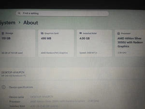 HP 245 G8 AMD Athlon Silver 3050 Laptop 14-inch, 4GB RAM, 120GB SSD, Windows 11 - Picture 1 of 2