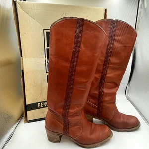Botas Campus Trenzadas FRYE De Colección 7.5 Alto Con Caja Marrón Rojo  - Imagen 1 de 8