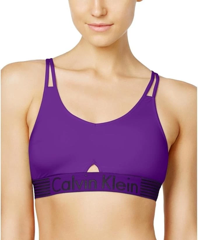 Nuevo con etiquetas Bralette Calvin Klein para mujer con ribete en contraste ojo de cerradura, talla pequeña, púrpura Foto 1 de 1