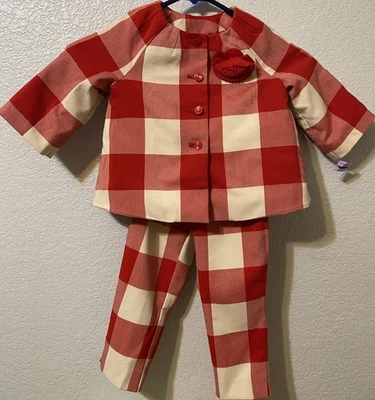 Set 2 pezzi giacca e pantaloni a quadri Janie e Jack City Passeggiata rosso e bianco 12-24 mesi - Immagine 1 di 4