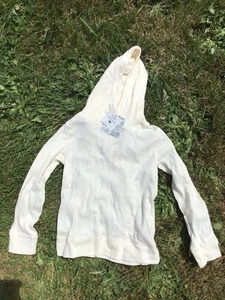 Kate Quinn Kids Pointelle Cream Long Sleeve Hooded Tee Organic Cotton 7 years - Picture 1 of 3