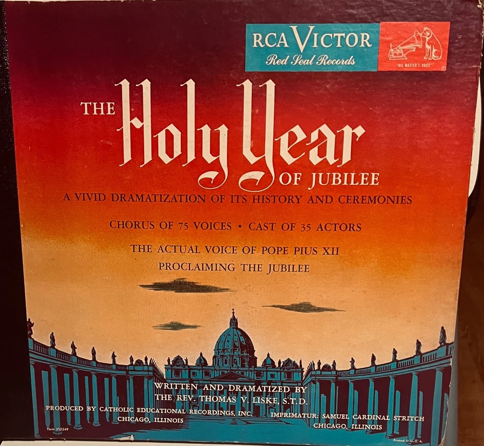 Box Set The Holy Year of Jubilee 45 RPM Red Vinyl Voice of Pope Pius XII - Image 1 of 1