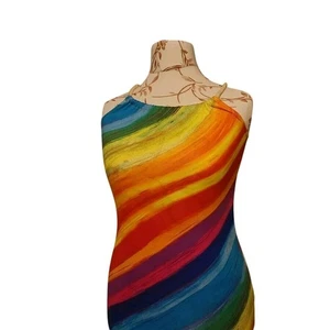 Regenbogen Maxikleid ärmellos lässig bunt Sommer Strand Cover Up #92C - Bild 1 von 10
