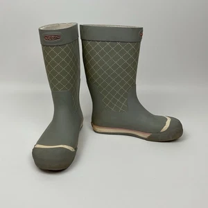 Keen Womens 8 Gray Waterproof Rain Boots Fleece Lined Tall Wellies Chore - Picture 1 of 15