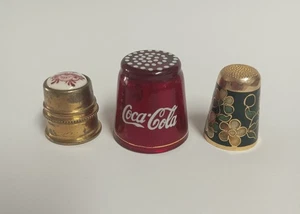 Coca Cola Thimble + 2 Metal Thimbles - Picture 1 of 10