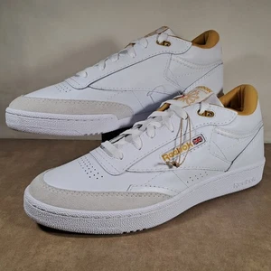 Reebok Club C 85 Men’s Size 12 White Gold Leather Casual Sneakers NWB - Picture 1 of 13
