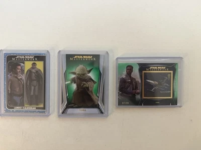 2021 Topps Star Wars Masterwork Lot LANDO, YODA, FINN Blue & Green Parallel 55 - Image 1 of 4