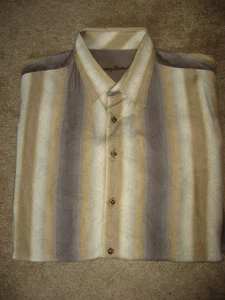 Langarmhemd Herren neu ohne Etikett grau hellbraun gestreift Tommy Bahama Seide XL - Bild 1 von 1