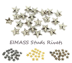 100 x Star Claw Studs, Clip on Copper Studs for Shoes, Bags, Costumes,Belts,2188 - Picture 1 of 5