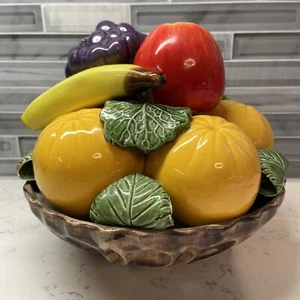 8” High Mid Century Modern Porcelain Basket With Fruit - Capodimonte Style - Picture 1 of 11