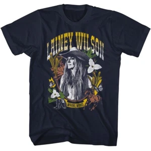 Lainey Wilson T-Shirt Country Music Singer WHEAT & LEAVES ALBUM Navy Cotton - Picture 1 of 3