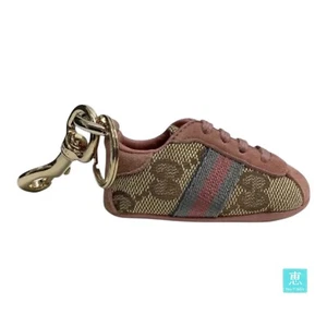 GUCCI Sneaker Schlüsselanhänger Schlüsselring Taschenanhänger Schuhe Shelly Line rosa beige - Bild 1 von 9