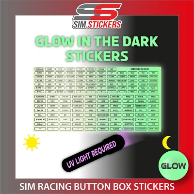 GLOW IN THE DARK Rand Aufkleber Auto Sim Racing Button Box/Wheel iRacing/AC/PC2 - Bild 1 von 4