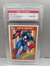 CAPTAIN AMERICA 1990 IMPEL  CARD EMC GRADED 10 ROOKIE MARVEL  FIRST YEAR!