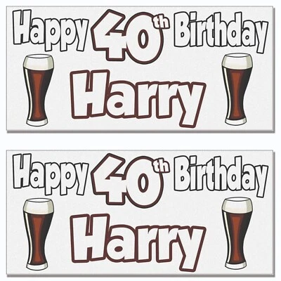 Personalised Pint Of Stout Birthday Banner Party Decorations Pack of 2 - Image 1 of 4