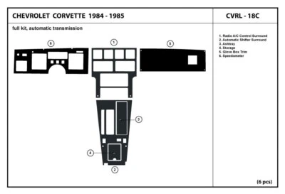 Kit de molduras de tablero de fibra de carbono para Chevrolet Corvette 1984-1985 con palanca de cambios automática Foto 1 de 4
