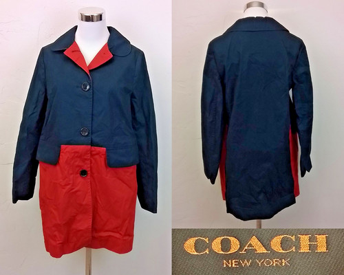 Coach Giacca Trench Donna M Blu Rosso #J3065