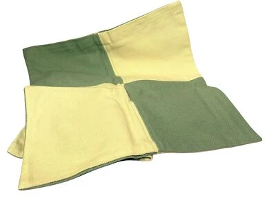 Juego de dos fundas de almohada a cuadros 100 % lino Beclecor salvia y crema 18" x 18" NUEVO Foto 1 de 2