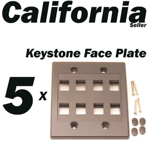 5 X Faceplate 8 Port Keystone Jack RJ45 CAT5 CAT5e CAT6 Network Wall Plate Black - Picture 1 of 6