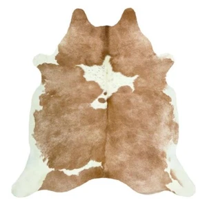 Genuine BEIGE & WHITE Cowhide Rug natural hair 6X6 Feet Cowhides Cow Hide skin - Picture 1 of 3