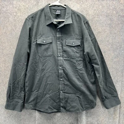 Oakley Shirt Mens Large Gray Button Down Shacket Heavyweight Flannel Heather - Image 1 of 4