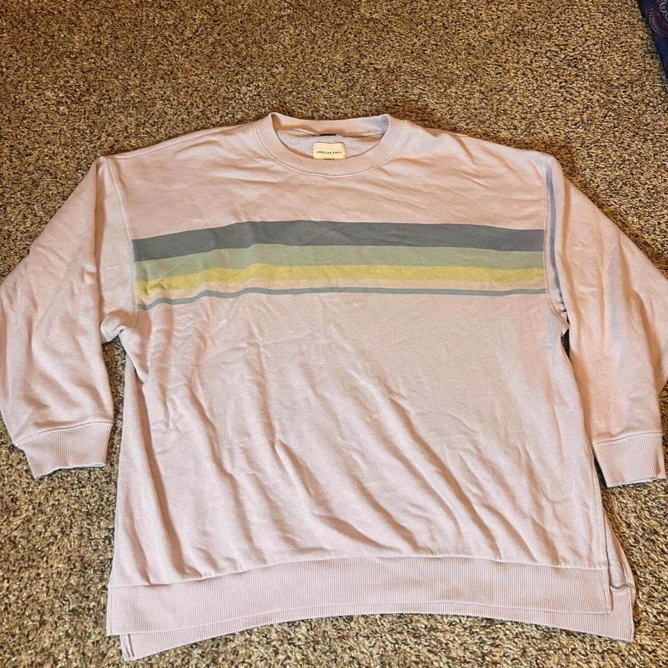 American Eagle Jeggings Calce Rayas Pullover Cuello Redondo Sudadera Mediana Foto 1 de 4
