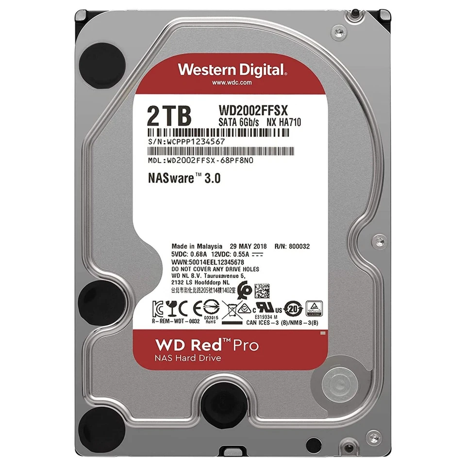 Western Digital Red Pro (7200RPM, 3,5 Zoll, SATA III, 64MB Cache) 2TB Internes Enterprise-Laufwerk - WD2002FFSX