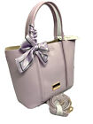 A BESSIE LIGHT PURPLE HAND HELD DESIGNER BAG WITHATTACHED SCARF DETAIL AWESOME 