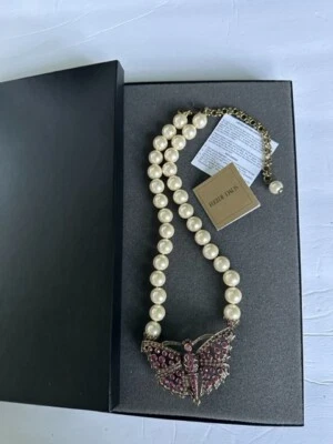 Бабочка ожерелье новый с ярлыками (коробка) Heidi Daus винтажный бабочка и жемчуг N - Изображение 1 из 3