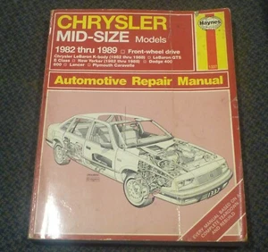 Vtg  Crysler Mid Size  1982-1989  Haynes Auto Car Repair Manual Book   - Imagen 1 de 2