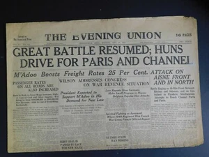 WWI Era Newspaper - The Evening Union (Springfield, MA) - May 27 1918 - 4 pgs.  - Picture 1 of 3