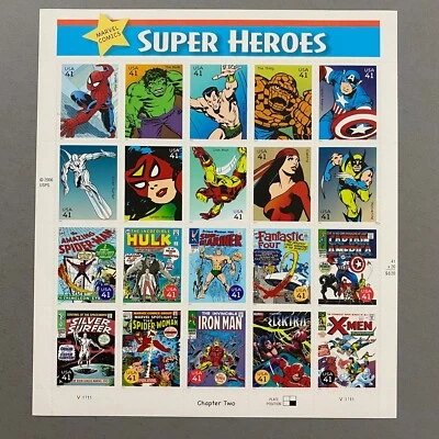JUEGO DE SELLOS DE SUPERHÉROES DE EE. UU. CAPÍTULO DOS DE MARVEL 20x 41 sellos de centavos (2006) Foto 1 de 2