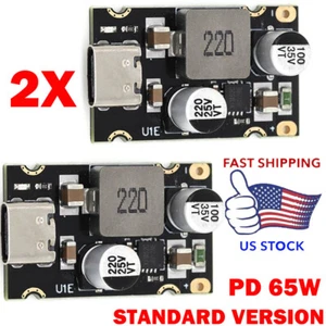 2Pack 65W Type-C DC 8~30V PD/QC Quick Charge Fast Charging Board USB Buck Module - Picture 1 of 10