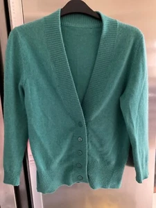 M&S 100% Cashmere Cardigan 3/4 sleeves size 12 dark aqua (read description) - Picture 1 of 13