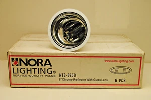Case of 6 Nora NTS-875G 8" Chrome Reflector with Clear Glass White Flange - Picture 1 of 7