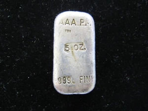 AAA PM - 5 troy oz .999 Silver Poured Bar - Picture 1 of 4