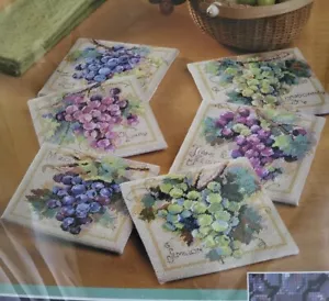 Janlynn Grape Coasters Needlepoint Kit Set of 6 #023-0390 Nancy Rossi - Picture 1 of 5
