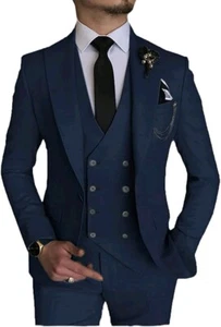 VITALI Italian Imported Slim Fit 3 Piece Suit-36S/31-34 Pant/Vest-Olive Green - Picture 1 of 7