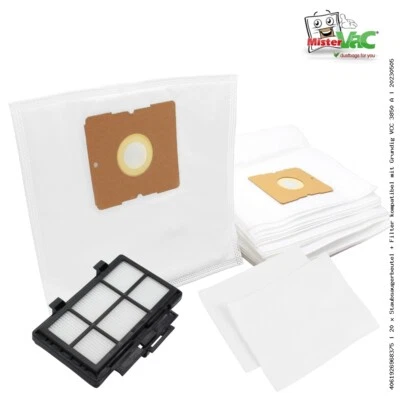 MISTERVAC 20 x SG Staubsaugerbeutel + Filter kompatibel mit Grundig VCC 3851