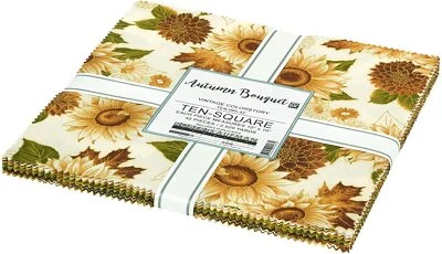 10" Squares Autumn Bouquet Fall Layer Cake Quilters Cotton Pre-Cuts M536.18 - Image 1 of 2