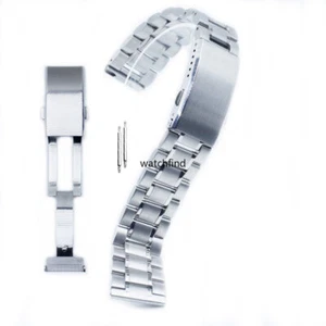 Correa de reloj de repuesto de pulsera de acero inoxidable con cierre de botón extensible sólido - Imagen 1 de 8