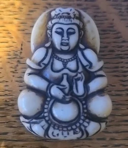 Carved Yak Bone Buddha Pendant/Amulet - Picture 1 of 3