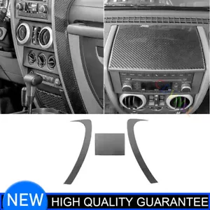 For Jeep Wrangler JK 07-10 Real Carbon Fiber Middle Console Dashboard Panel Trim - Foto 1 di 5
