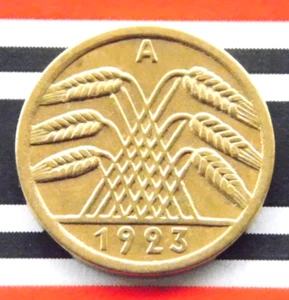 GERMAN Coin 50 RENTENPFENNIG 1923 A Brass WEIMAR REPUBLIC Pfennig RARE NICE - Picture 1 of 4