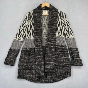 Lucky Brand Sweater Women's Small Cardigan Open Southwestern Beige Black - Picture 1 of 10